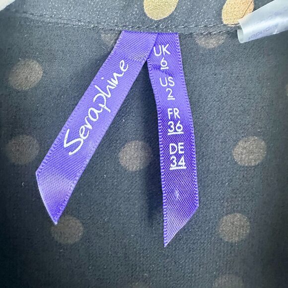 Seraphine Sheer Polka Dot Midi Shirt Dress Size 2 Maternity Black Chiffon - Picture 5 of 6